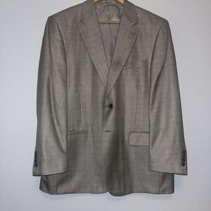 W.H. Belk Blazer Suit Jacket 44R Silk Wool Blend Houndstooth Nailhead Windowpane